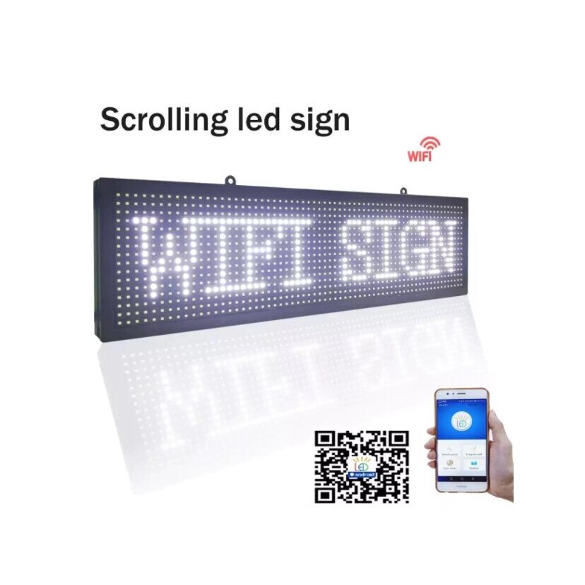 Reclama Luminoasa AT PERFORMANCE 100*20 cm, LED ALB, Cod QR, Vizualizare 120°, Wi-Fi